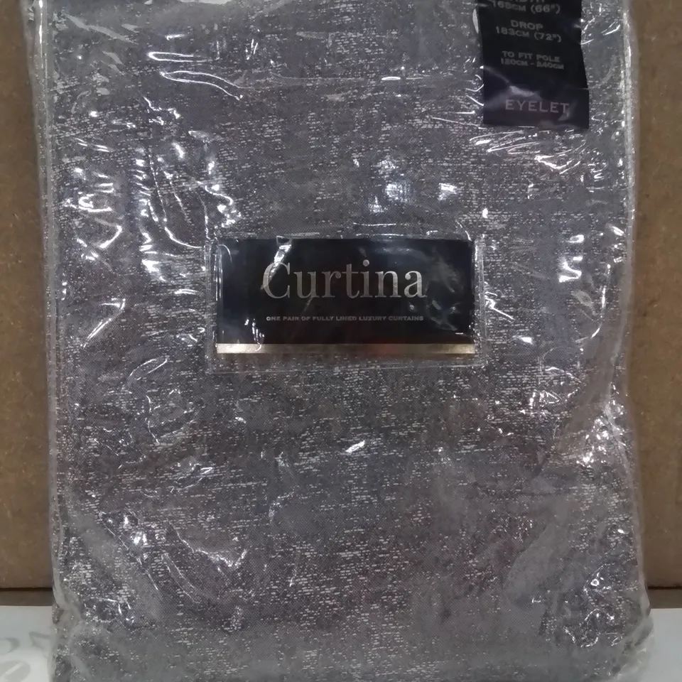 BAGGED CURTINA FULLY LINED LUXURIOUS EYELET CURTAINS  // 66" X 72"  -GREY/GRAPHITE-
