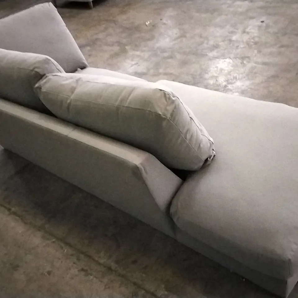 QUALITY BRITISH DESIGNER GREY FABRIC CORNER GROUP CHAISE SECTION