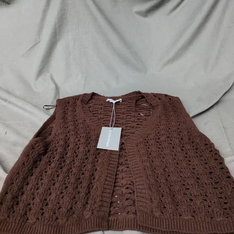 OLIVER BONAS BROWN EDGE TO EDGE STITCHY WAIST COAT WITH TAGS SIZE 6