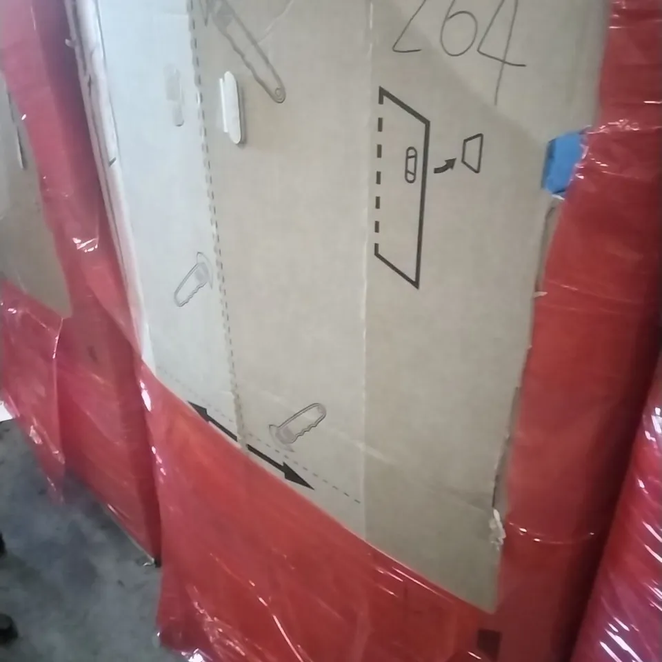 PALLET OF ASSORTED HOUSEHOLD GOODS AND PRODUCTS TO INCLUDE; WARDROBE, BOXED FURNITURE ETC