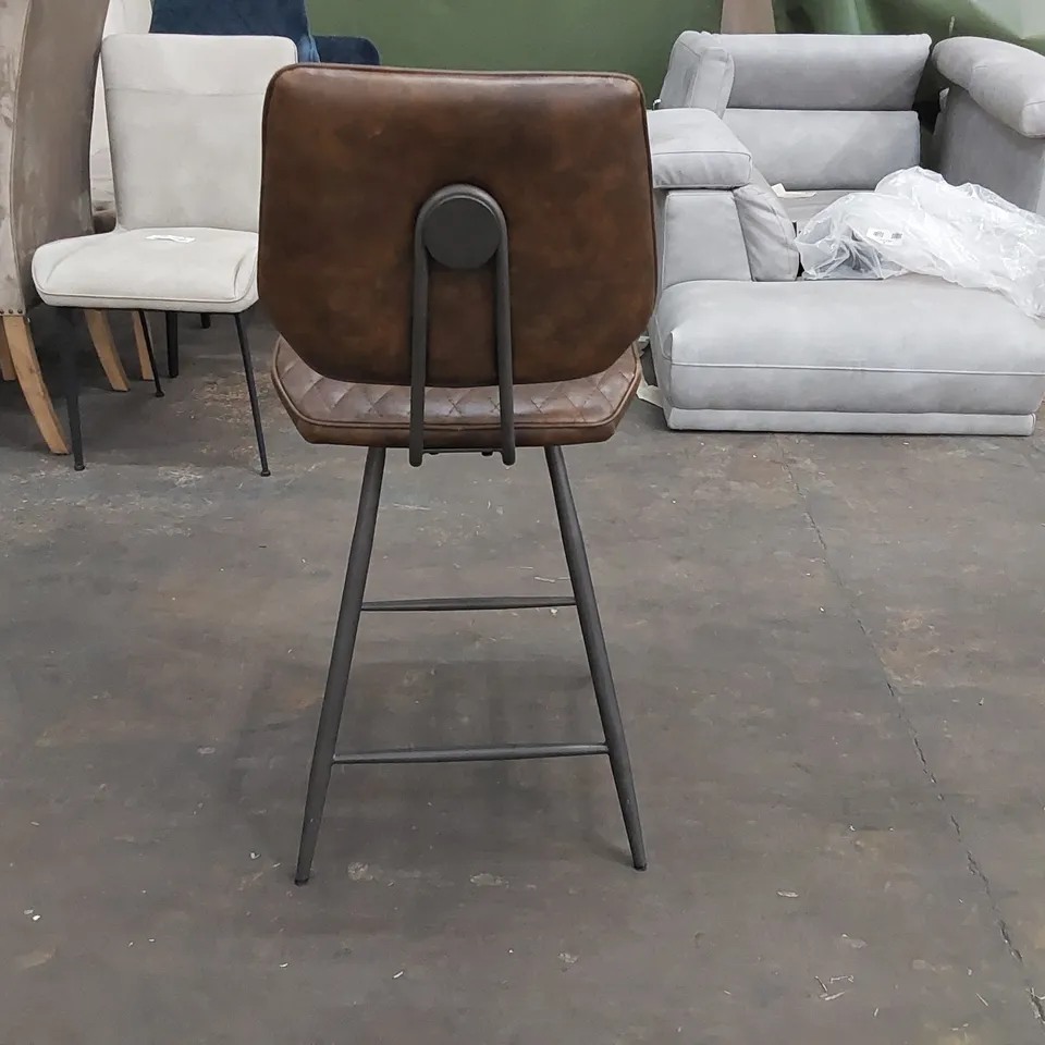 DESIGNER BROWN FAUX LEATHER BAR CHAIR (1 ITEM)