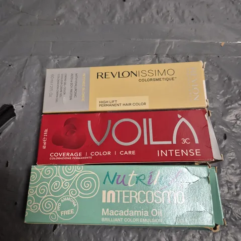APPROXIMATELY 20 ASSORTED HAIR COLOUR TUBES TO INCLUDE REVLON, NUTRILUX AND VOILA