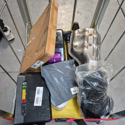 CAGE OF APPROXIMATELY 8 ASSORTED HOUSEHOLD ITEMS TO INCLUDE - SKY BOXES , PAINT ETC - COLLECTION ONLY