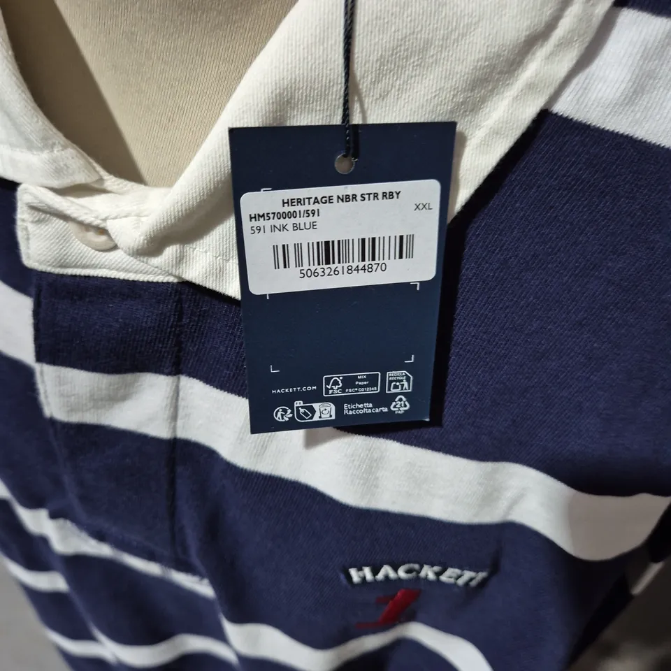HACKETT HERITAGE NAVY/INK BLUE & WHITE STRIPE SHIRT – XXL
