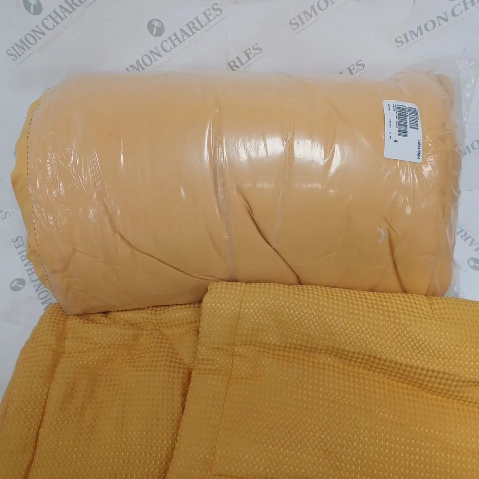 SUPERSOFT BY COZEE HOME WAFFLE KNIT FILLED BEDSPREAD, OCHRE, 250X260CM