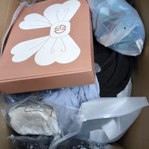 LARGE BOX OF APPROXIMATELY 25 ASSORTED CLOTHING ITEMS IN VARIOUS COLOURS, STYLES AND SIZES - COLLECTION ONLY