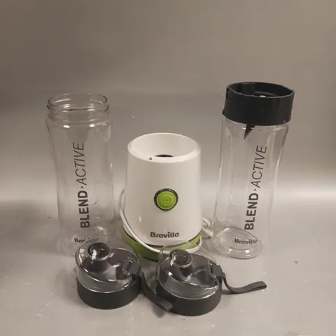 boxed BREVILLE blend active blend and go includes 2 leak proof sports bottles.