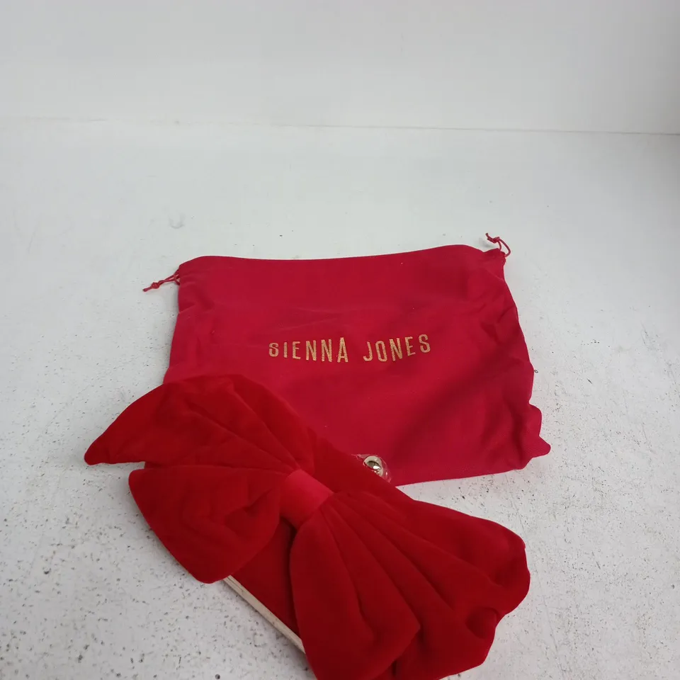 SIENNA JONES RED VELVET PURSE WITH CARRY BAG 
