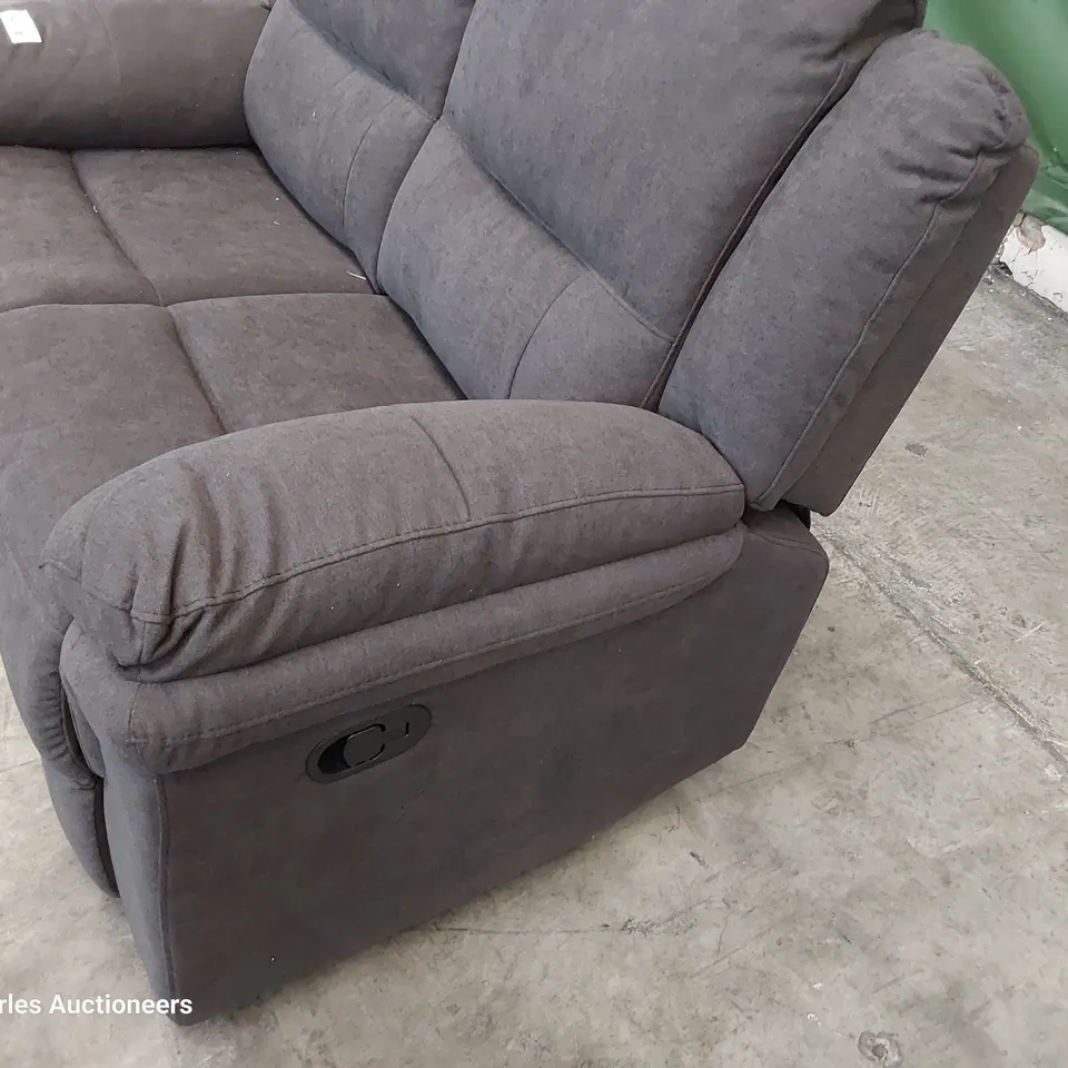 DESIGNER MANUAL RECLINING TWO SEATER SOFA CHARCOAL FABRIC 
