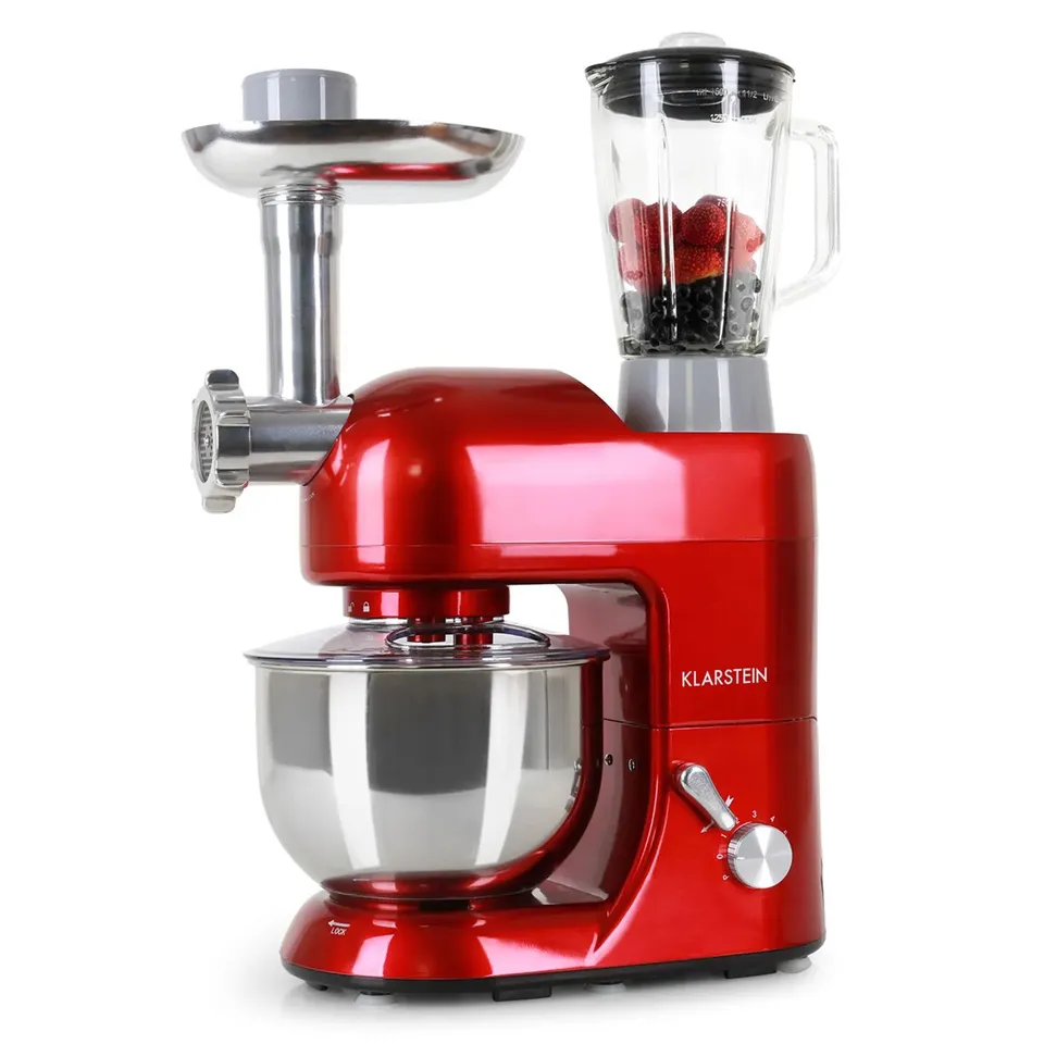 BOXED KLARSTEIN LUCIA 1800W 5L STAND MIXER WITH MEAT GRINDER RED