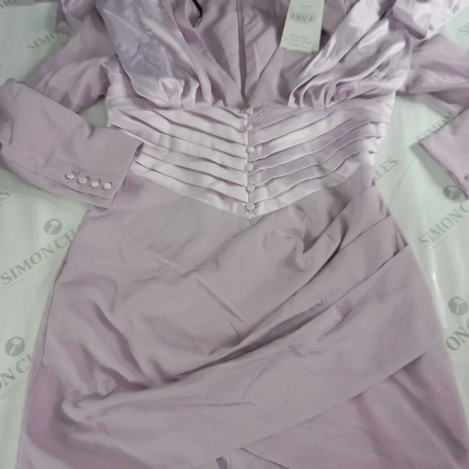LAVISH ALICE SATIN MIX HALTERNECK BLAZER DRESS IN LILAC - 14
