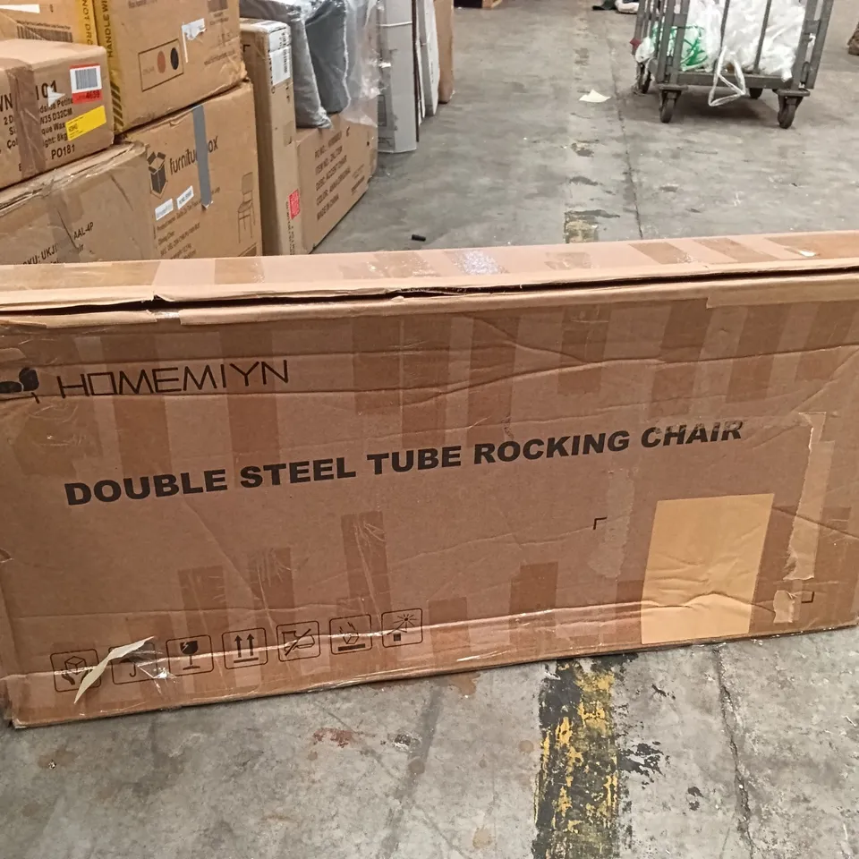 BOXED HOMEMIYN DOUBLE STEEL TUBE ROCKING CHAIR - BLACK (1 BOX)