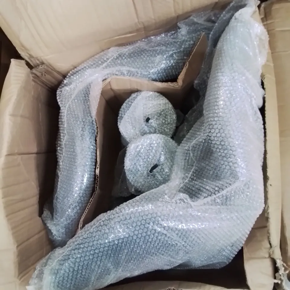 A BOXED PAIR OF GREY VELVET UPHOLSTERED KITCHEN/BREAKFAST BAR STOOLS
