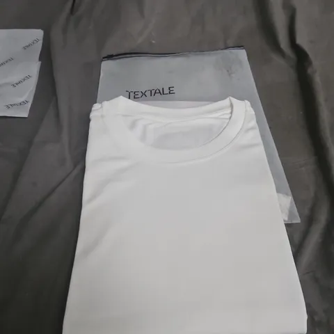 TEXTALE WHITE T-SHIRT, UK XL (ORIGINAL: XL) β CREW NECK