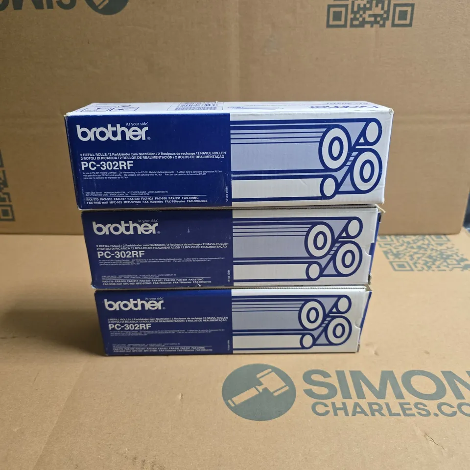 3 X BOXED BROTHER PC-302RF TWIN PACK REFILL ROLLS 