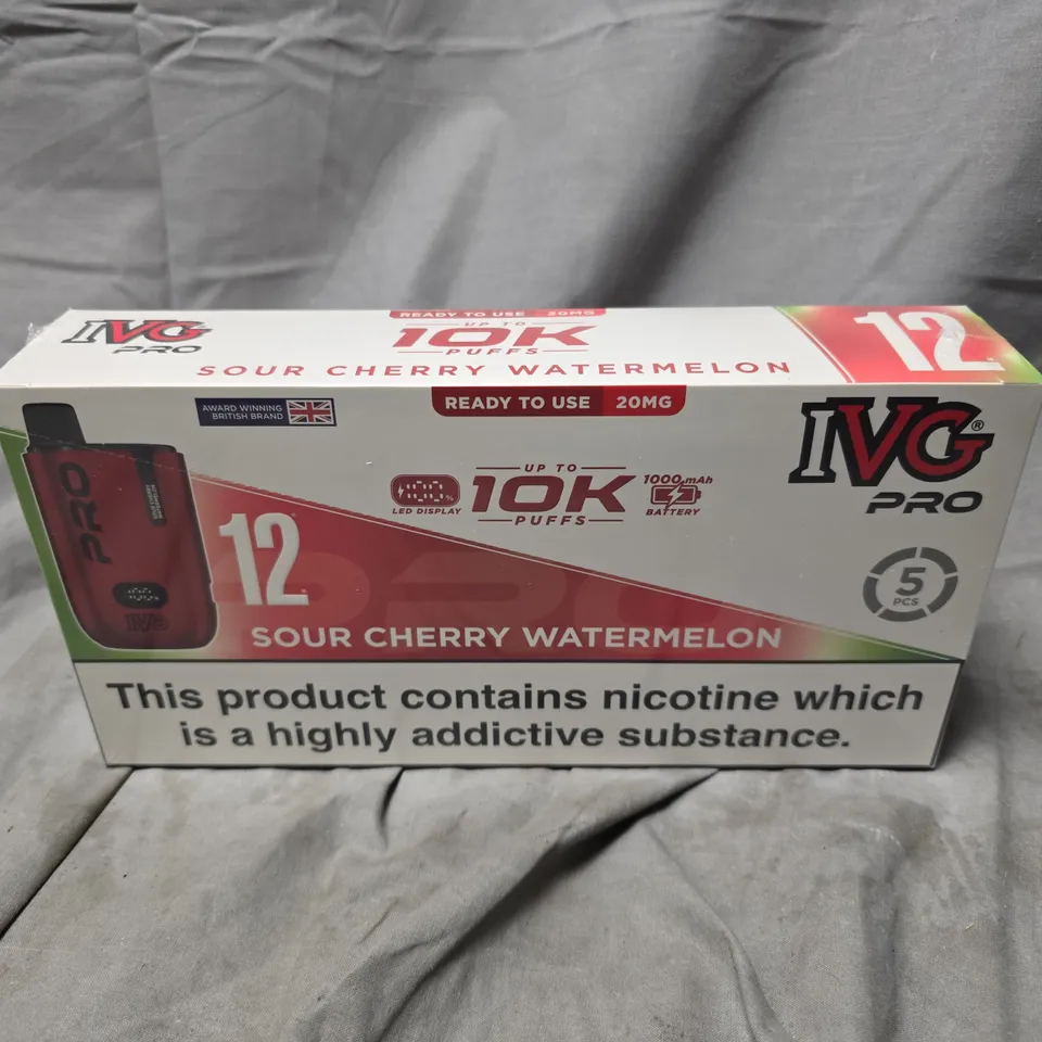 BOXED AND SEALED IVG PRO VAPE KIT MULTIPACK – SOUR CHERRY WATERMELON – 5 PCS