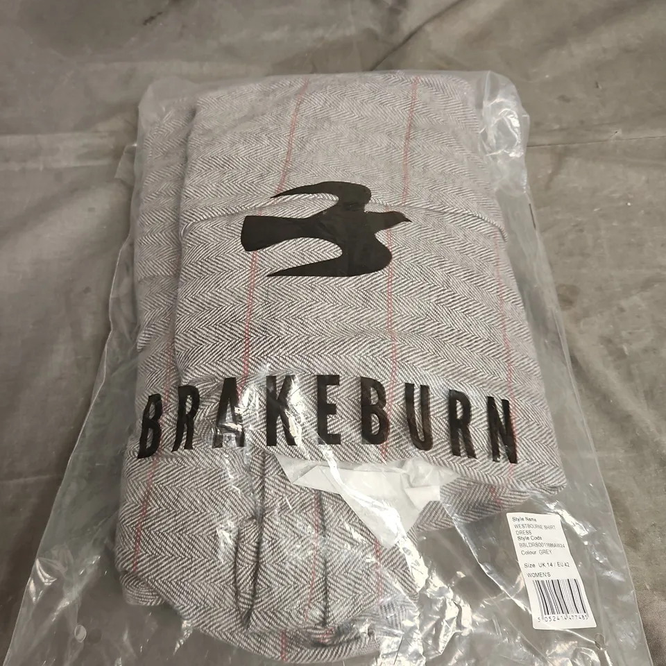 BRAKEBURN WESTBOURNE SHIRT DRESS – GREY, WOMEN'S UK14 (EU42)