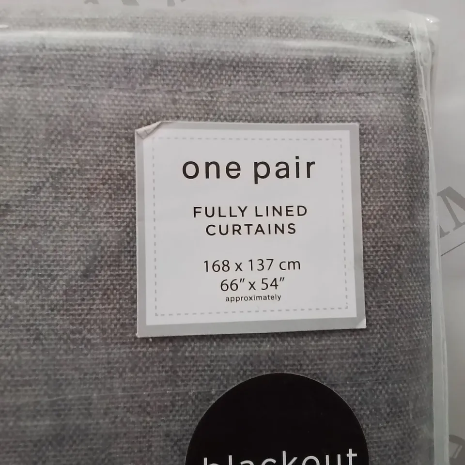 BRAND NEW FUSION FULLY LINED BLACKOUT EYELET CURTAINS 168 X 137CM -GREY-