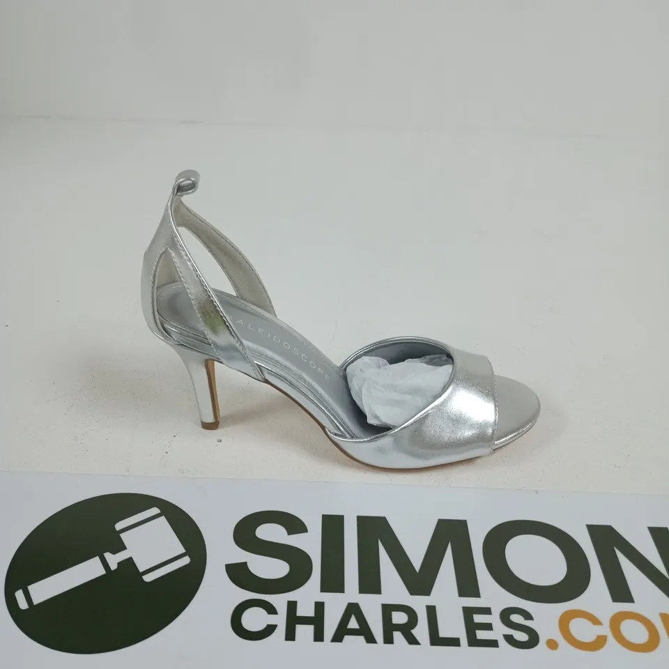 KALEIDOSCOPE SILVER OPEN-TOE SLINGBACK HEELS – UK SIZE 5