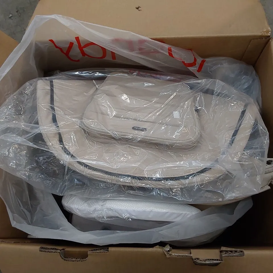 BOXED PEACH7 TRAVEL SYSTEM SET - BISCOTTI/LATTE (3 BOXES) // INCLUDES PRAM, CAR SEAT AND SOME ACCESSORIES - MISSING CARRY COT