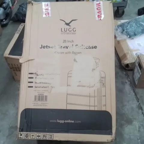 BOXED LUGG - 28INCH JETSET TRAVEL SUITCASE CREAM WITH BROWN