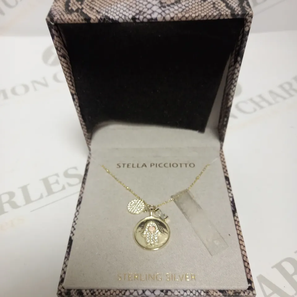 STELLA PICCIOTTO SILVER STONE STUDDED PENDANT NECKLACE 