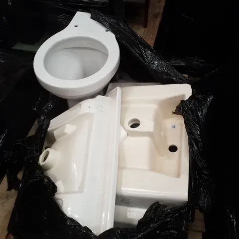 PALLET CONTAINING ASSORTED SINK BASINS & TOILET BASIN