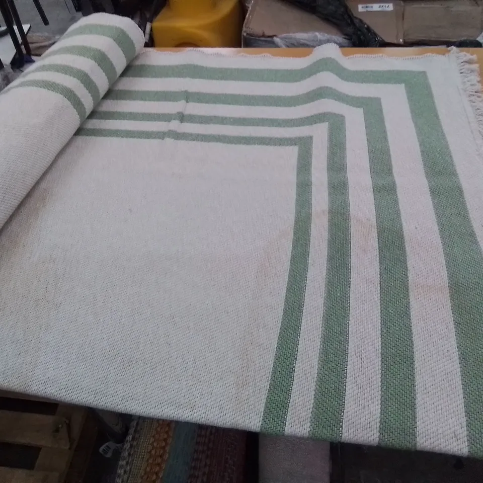 JASMYN COTTON GREEN BORDERED RUG