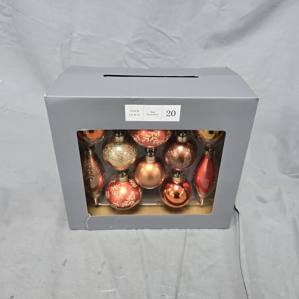 BOXED JOHN LEWIS GLASS DECORATION BAUBLES