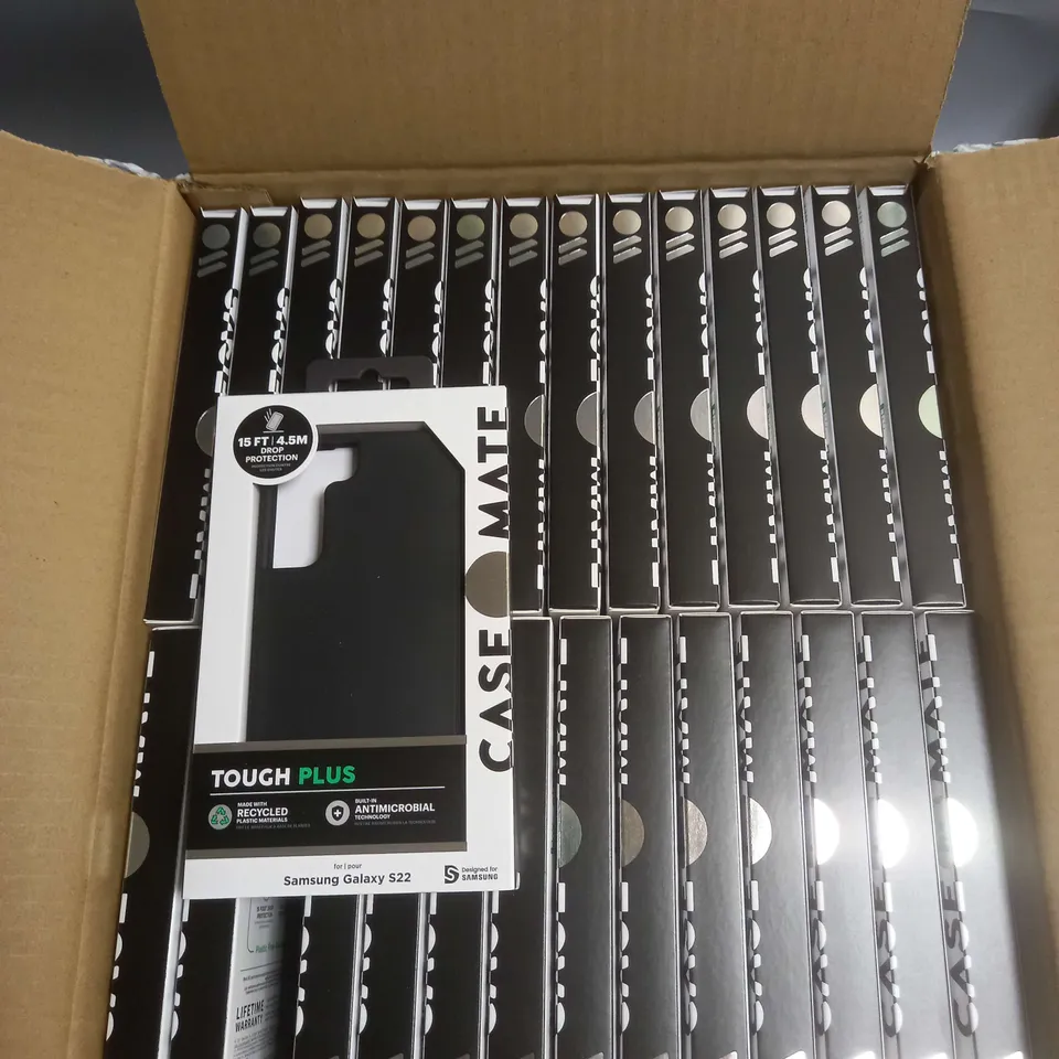 BOX OF APPROXIMATELY 56 CASEMATE TOUGH PLUS SAMSUNG GALAXY S22 PHONE CASES IN BLACK