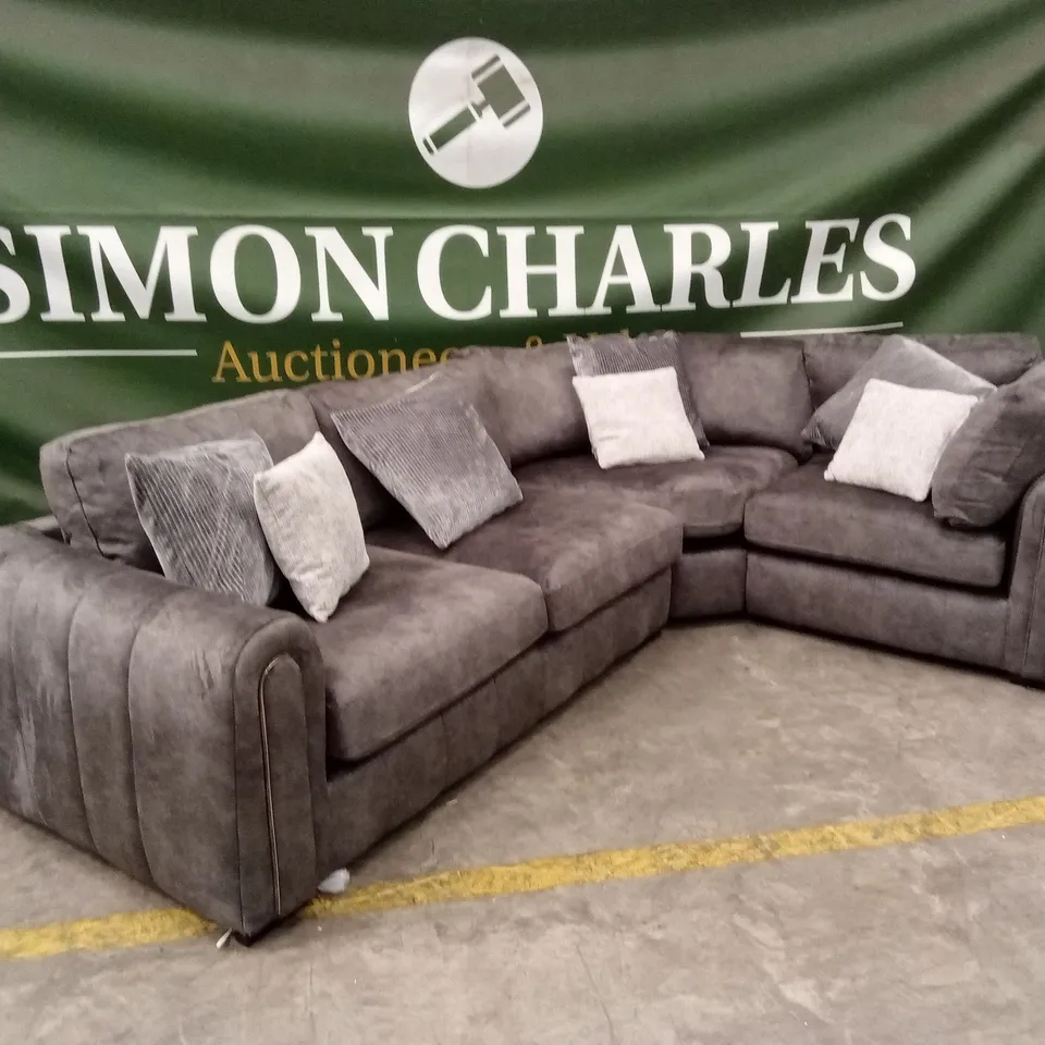 AMARA RIGHT HAND DOUBLE ARM CORNER GROUP SOFA - CHARCOAL RRP £2649