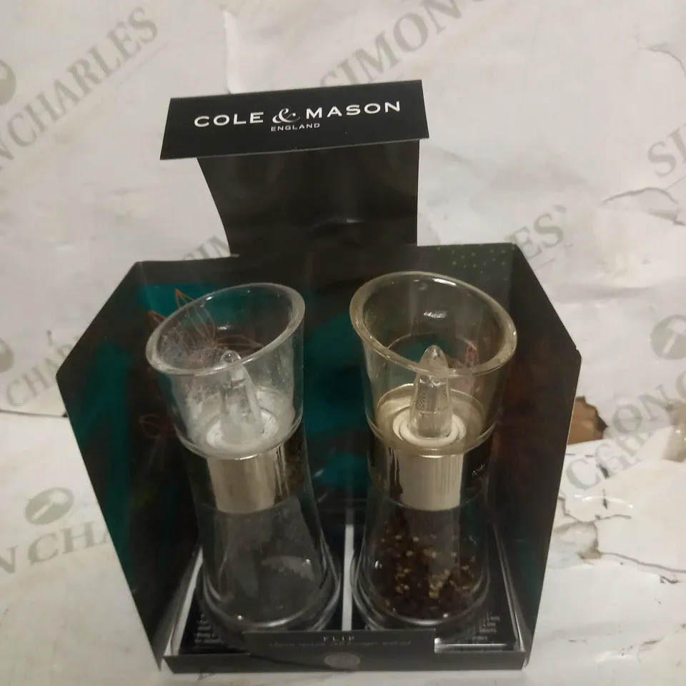 COLE & MASON H581780 FLIP 180 CHROME SALT AND PEPPER MILLS