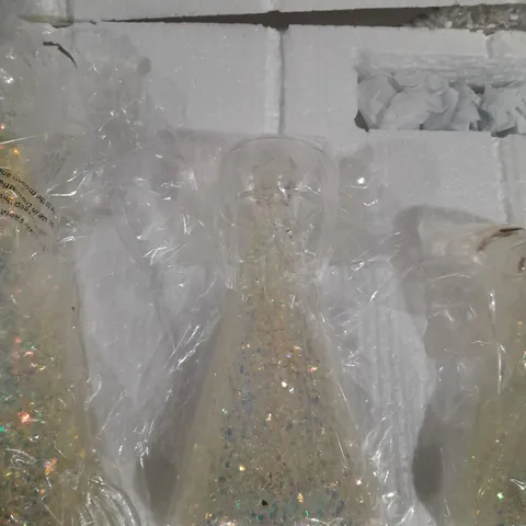 BOXED HOME REFLECTIONS SET OF 3 PRE-LIT GLASS ANGEL CANDLE HOLDERS