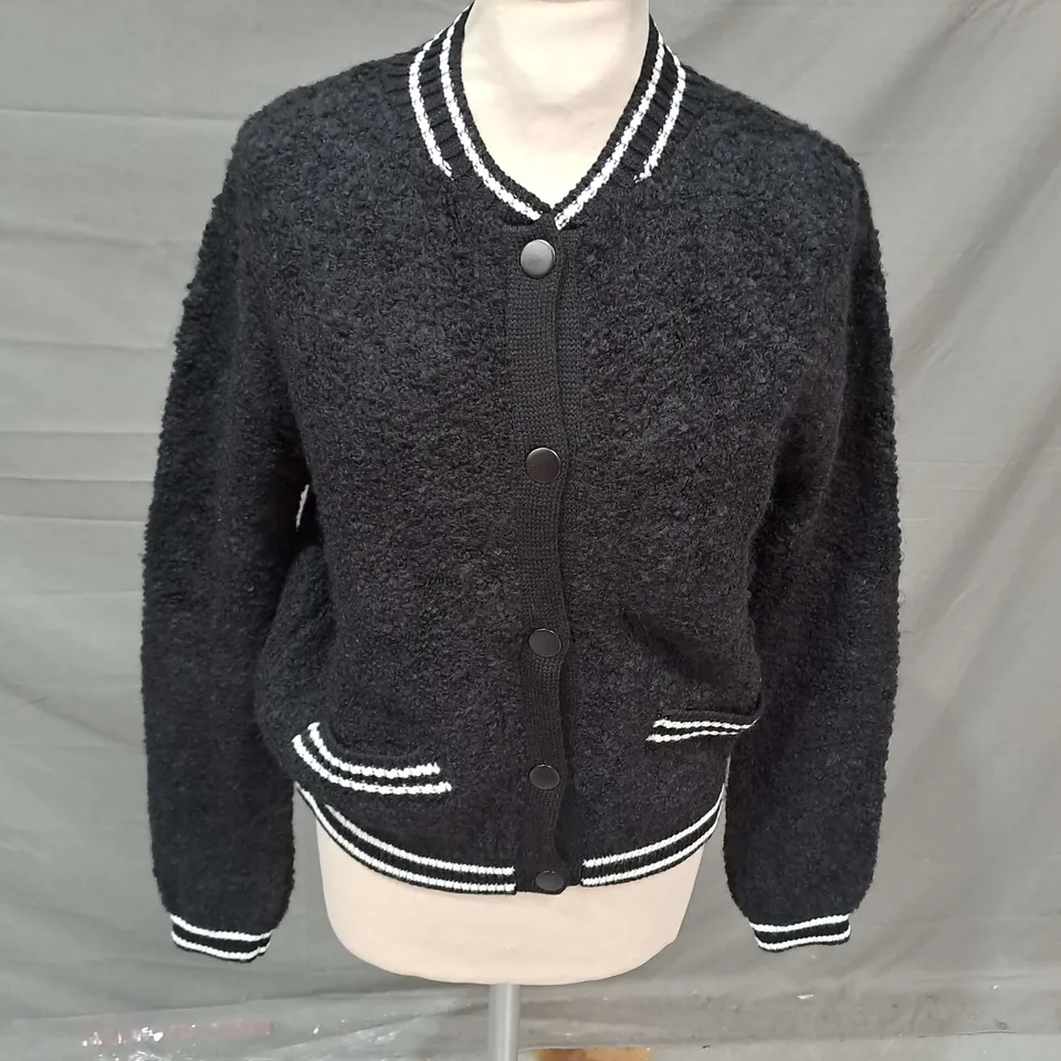 MNG CAZADORA TRICOT JACKET IN BLACK SIZE M