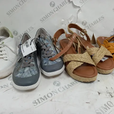 BOX OF APPROXIMATELY 10 ASSORTED PAIR OF SHOES TO INCLUDE STRIVE, RIEKER, DUNE ETC