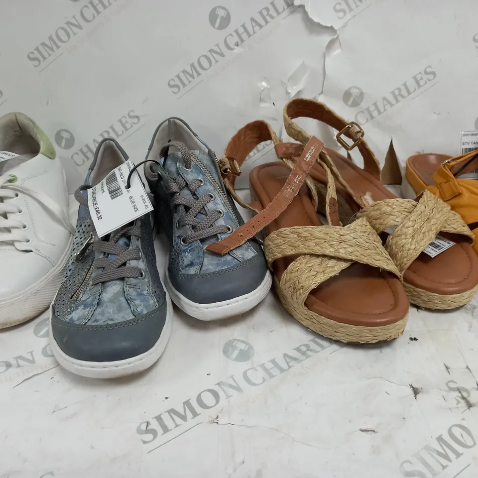 BOX OF APPROXIMATELY 10 ASSORTED PAIR OF SHOES TO INCLUDE STRIVE, RIEKER, DUNE ETC