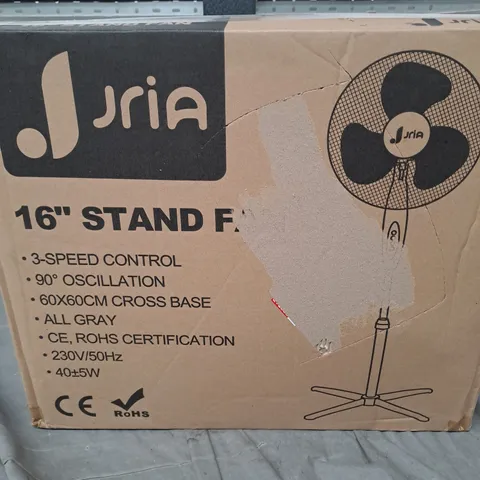 BOXED JRIA 16" STAND FAN IN WHITE 