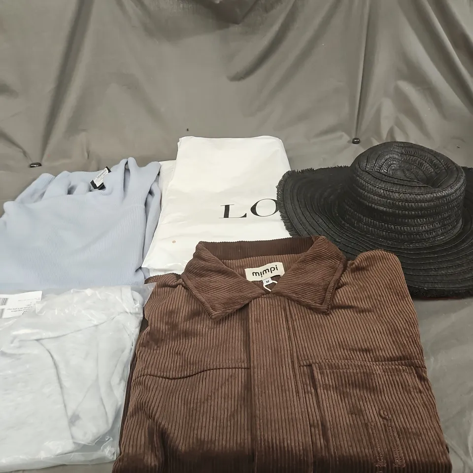 APPROXIMATELY 20 ASSORTED CLOTHING PRODUCTS IN VARIOUS STYLES & SIZES TO INCLUDE JUMPERS, T-SHIRTS, DRESSES ETC