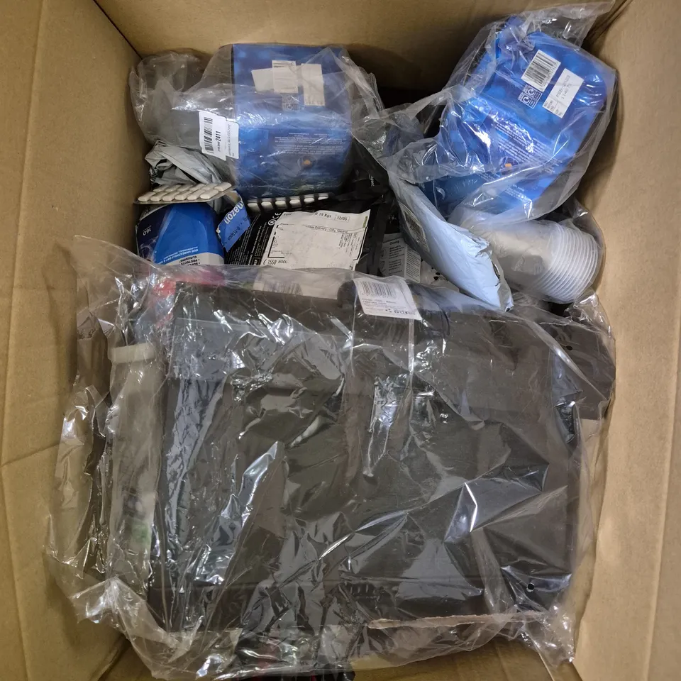 APPROXIMATELY 15 ASSORTED HOUSEHOLD PRODUCTS TO INCLUDE FINISH, ORAL-B TOOTHPASTE, KEY LOCK SAFE ETC 