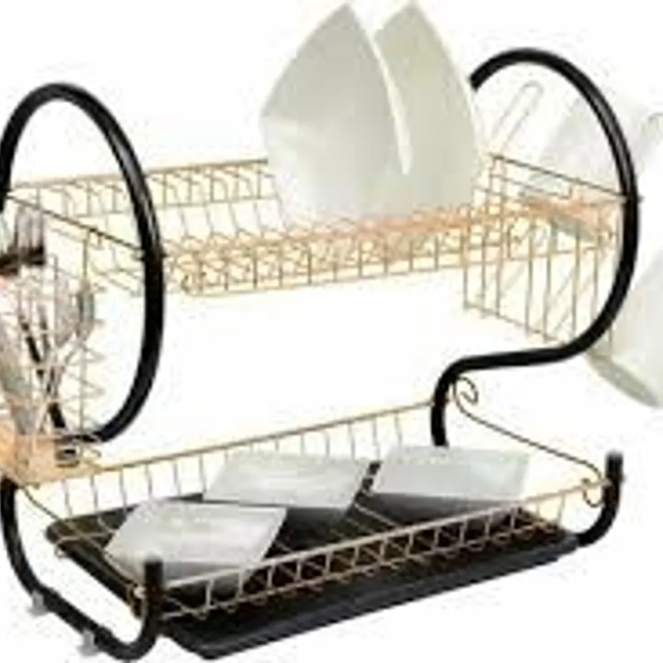 BOXED NEO  BLACK 2 TIER CHROME PLATE DISH DRAINER (1 BOX)