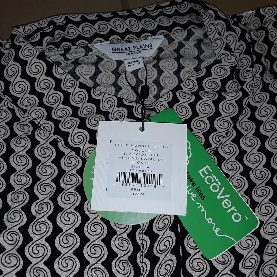 GREAT PLAINS LONDON VERONA SWIRL BLOUSE - SIZE 14