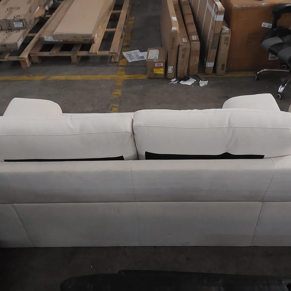 QUALITY DESIGNER KANSAS 2 SEATER SOFA, IVORY CLASSIC PLUSH FABRIC
