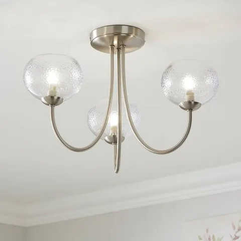 BOXED HEMSBY MID CENTURY 3 LIGHT SEMI FLUSH CEILING LIGHT