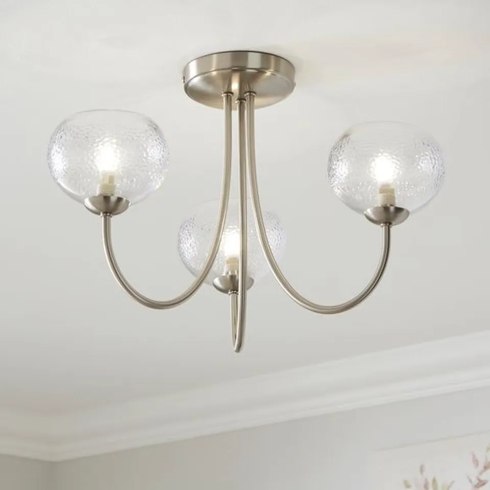 BOXED HEMSBY MID CENTURY 3 LIGHT SEMI FLUSH CEILING LIGHT