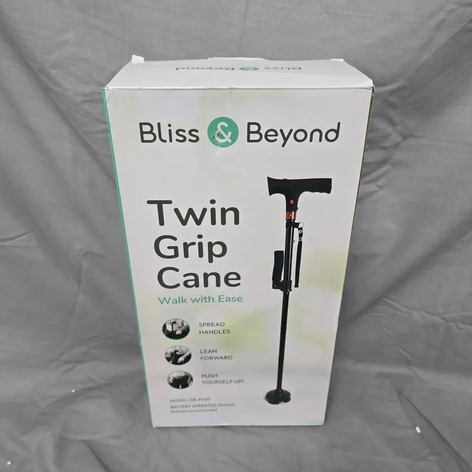 BLISS & BEYOND TWIN GRIP CANE – ADJUSTABLE WALKING CANE (BOXED)
