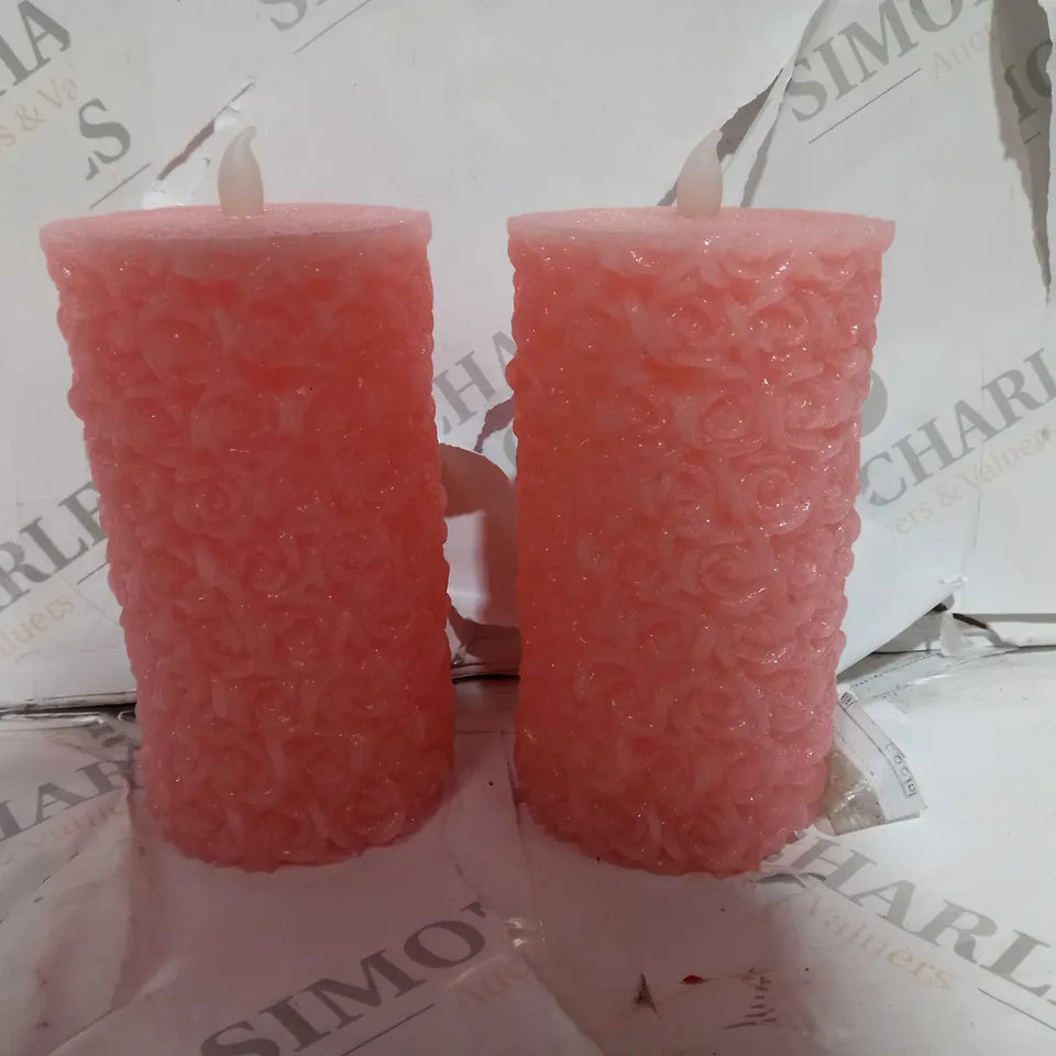 BATTERY OPERATED LED CANDLES ROSE EFFECT PINK 