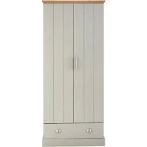 BOXED GFW KENDAL 2 DOOR SINGLE DRAWER GREY WARDROBE (2 BOXES)