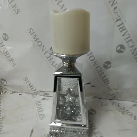 BOXED JM BY JULIEN MACDONALD CANDLE HOLDER WITH SWIRLING GLITTER
