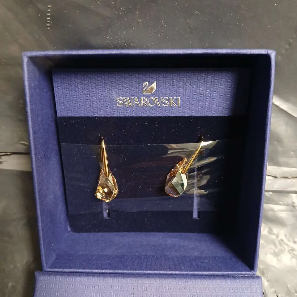 SWAROVSKI GOLD-TONE TEARDROP CRYSTAL DROP EARRINGS 