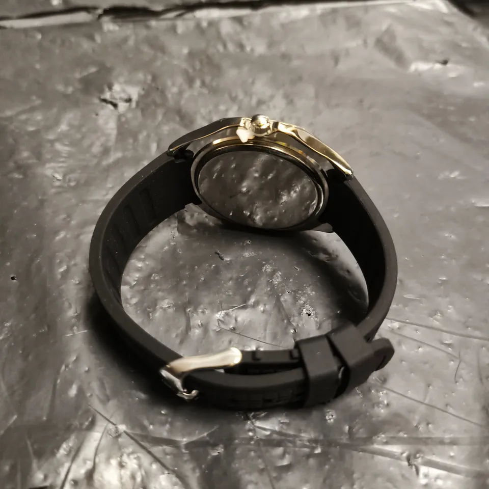 MENS LOUIS LACOMBE BLACK RUBBER STRAP NAVY DIAL WATCH